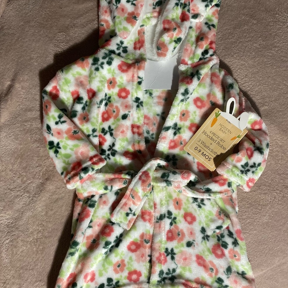 Floral Baby Hooded Bath Robe